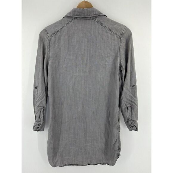 Philosophy Gray 100% Tencel Long Sleeve Button Tunic Dress Women's Size SMALL - Picture 2 of 5